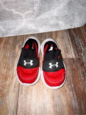 Under Armour Kids Red and Black Slip-On Sneakers